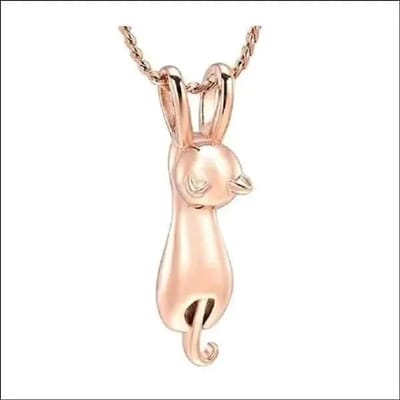 Rvs sieraden - Gedenkhangers - Stalen ashanger poes - Rosegoudkleur