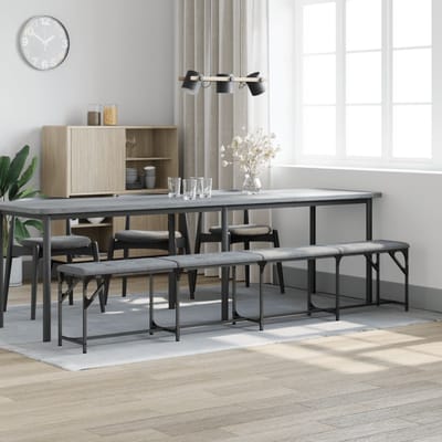 vidaXL - Eetkamerbank - 248x32x45 - cm - staal - en - stof - lichtgrijs
