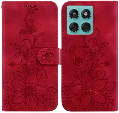 Coverup Hoesje - Geschikt voor Motorola Edge 60 / 60 Fusion Hoesje - Coverup Bloemen Book Case - Rood