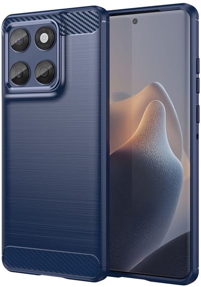 Geborsteld TPU Hoesje Geschikt voor Motorola Edge 60 Fusion | Beschermhoes | Back Cover | Flexibel TPU | Stijlvol Carbon | Dun | Blauw