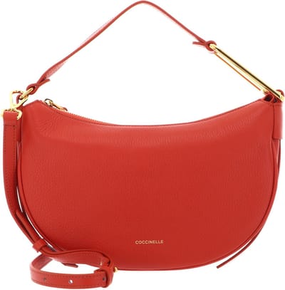 COCCINELLE Leren Schoudertas Priscilla Handbag Grained Leather Tangerine Oranje