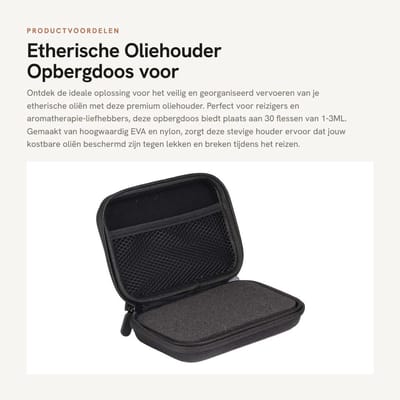 Dailygoods- Oliehouder 30 Flessen - Slijtvaste Opbergdoos - Duurzaam Nylon/EVA - Lichtgewicht Reisaccessoire - Perfecte Opslag - Sterke Rits - Olieopbergdoos
