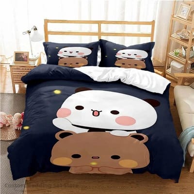 Dekbedovertrek voor stelletjes Schattige Bubu Dudu Cartoon Beer Panda Kawaii Beddengoedset Diverse Designs Zacht Queen King Size Eenpersoons Tweepersoons Cadeau EU Single 135x200cm