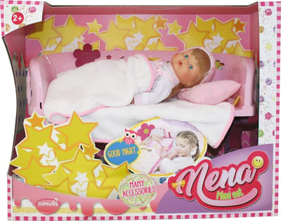 36CM BABY NENA WITH BED & ACCESSORIES.