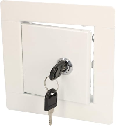 KOTARBAU® Inspectieklep, Inspectiedeur, Verzinkt Staal, 10x10 cm, Wit, Inspectieluik met Slot, en 2 Sleutels, Onderhoudsklep, Poedergecoat, Toegangspaneel, Revisiedeur