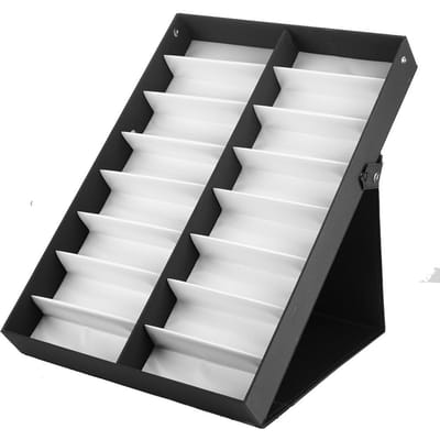 Boîte de Rangement pour Lunettes à 16 Compartiments Organisateur de Bijoux pour Lunettes blanc