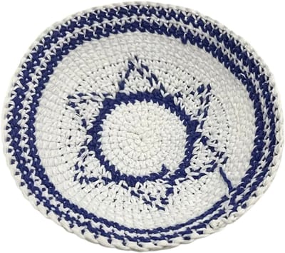 Bovista Joodse Hoed - Keppeltje - Joods - Kippah - Jodendom - Wit/Blauw