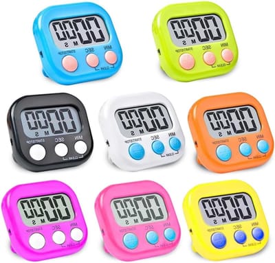Digitale Timers - Keukentimers Set - Koken en Bakken - Magnetische Bevestiging - 8 Stuks - Zwart