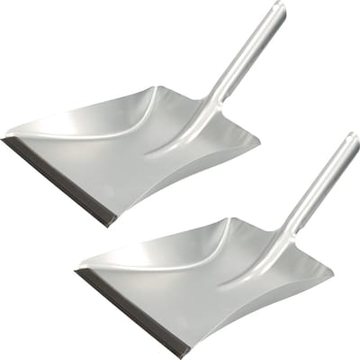 2x stuks metalen stofblikken verzinkt met rubberen lip - Stofblikken van metaal