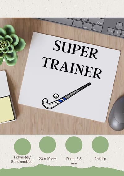 Akyol - super trainer Muismat - Sport - coach - hockey stick - trainer - geschenk - verjaardag - love gift - 23 bij 19 cm