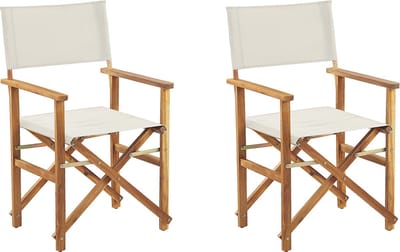 CINE - Tuinstoel set van 2 - Lichtbruin/Gebroken wit - Polyester