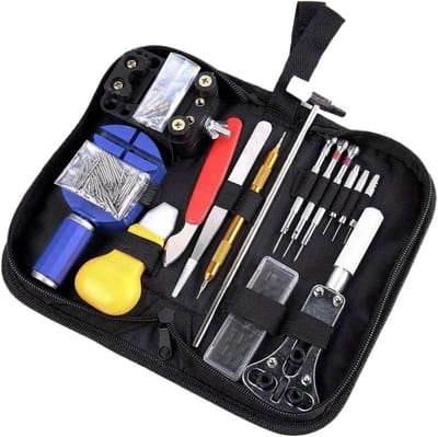 Horlogereparatieset - Uurwerk Gereedschap - Horloges Onderhouden - 147 Delige Set - Complete Kit - Zwart