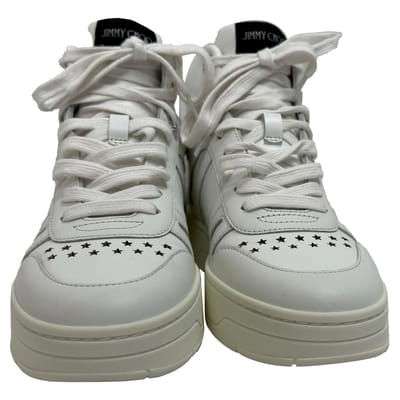 Jimmy Choo Hawaii High-To Sneakers in Witte Leder