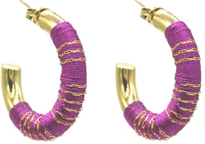 Oorbellen - Open Oorringen - RVS - 3 cm - Goudkleurig en Paars