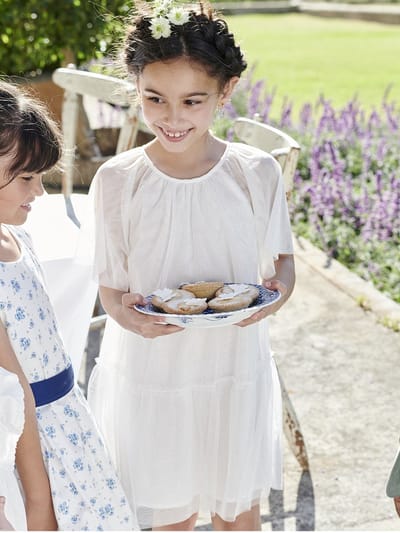 Vertbaudet Tule feestjurk met pailletten, vlindermouwen voor meisjes