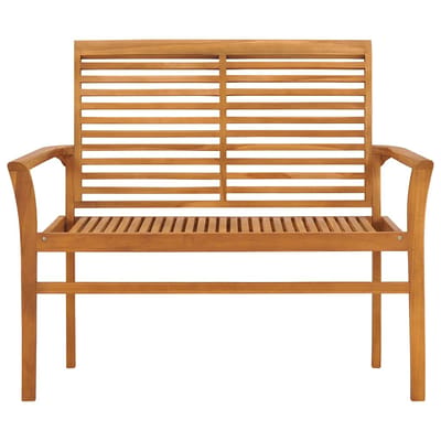 vidaXL - Tuinbank - met - zwart - kussen - 112 - cm - massief - teakhout