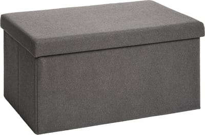 Laleni Bouclé Bankje - met Opbergruimte - Bankje met Opslagruimte - Hocker met Opslag voor Kids - Poef - 76 x 38 cm - Antraciet