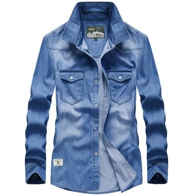 Lente en Herfst Nieuwe Trend Casual Heren Denim Overhemd Heren Overhemd Overalls 4XL gray