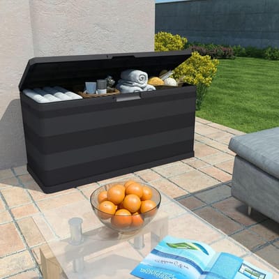 Tuinbox - Opbergkist Tuin - Tuinspullen Opbergen - Afsluitbaar - 117x45x56 cm - Zwart