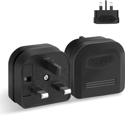 Reisadapter - Stekkeromvormer - Europa naar UK - Met 13A zekering - 2-pins naar 3-pins - Wit