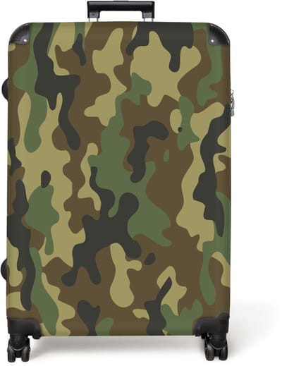 NoBoringSuitcases.com® - Koffer groot - Reiskoffer lichtgewicht - Camouflage - Groen - Design - Camo - Rolkoffer met 4 wielen - Grote trolley XL - 98 liter bagage