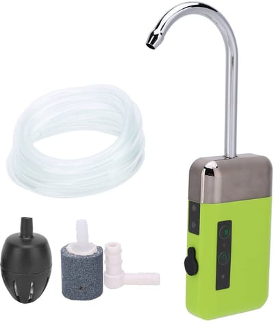 Dailygoody - Aquarium Zuurstofpomp - Inductie Waterpomp - LED Verlichting - Groen - Zuurstofvoorziening voor Vissen - 2000 mAh - Compact Model