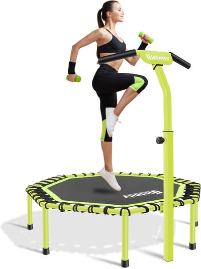 Fitness Trampoline - Mini Trampoline - Aerobics Training - Stil Bungee Systeem - Ø 101 cm - Roze