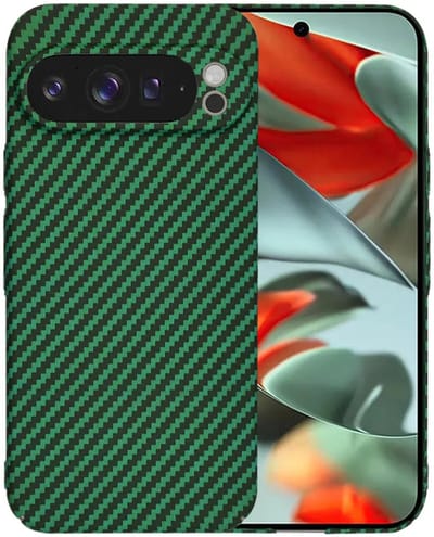 Hoesje geschikt voor Google Pixel 9 Pro XL - Techsuit Carbonite FiberShell Carbon Back Cover - Groen