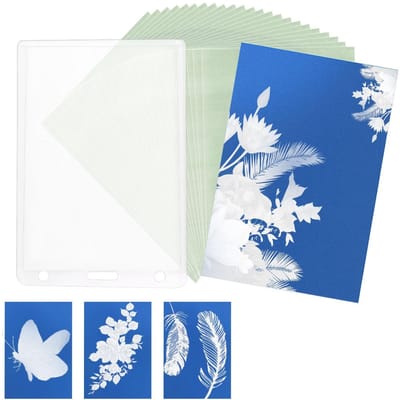 Dailygoods- Zonlichtfotografie Hooggevoelig - 24 Stuks Cyanotype Papier - A7 Formaat - Kunstdrukpapier - Plastic Map - Ideaal voor Knutselprojecten