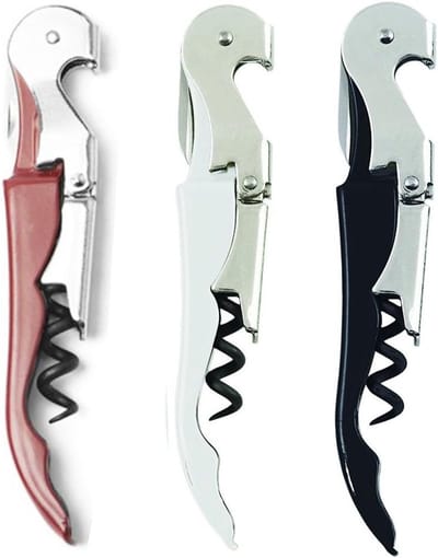 Drie in één RVS Kurkentrekker, Professionele Wijnopener met Foil Cutter en Dubbele Scharnier voor Sommeliers en Barmannen