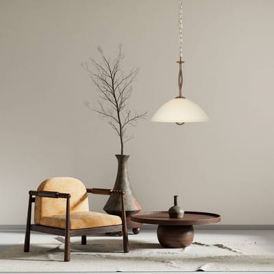 Anthea 4327BR – klassieke hanglamp met marmerlook glas, Ø 45 cm, hoogte instelbaar, brons, Steinhauer
