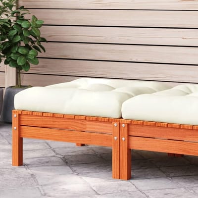 Tuinstoel met Kussen - Voetenbankje Terras - Buiten Zitten - Slat Ontwerp Waterafvoer - 73.5 x 29 x 27 cm