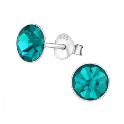 Zilveren oorknop, Blue Zircon kristal (3MM)