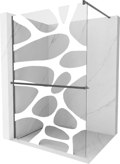 Mexen Kioto+ douchewand met plank Walk-in 70 x 200 , witte golf, gepolijst gun grijs - 800-070-121-66-97