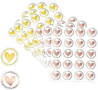 120 Hartvormige Envelopstickers met Reliëf voor Bruiloft en Knutselen