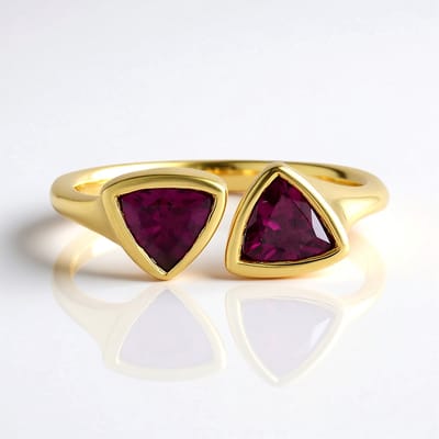 Cavill - 925 Sterling Zilveren Ring - 18K Goud Verguld - Triljant Geslepen Rhodoliet 0,93 ct - Moderne Elegante Damesring - Rhodoliet Sieraden