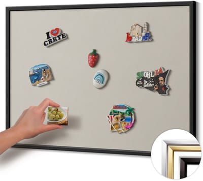 Wallfluent - Romig Magneetbord Met Effen Achtergrond - 80 cm x 60 cm - Magneetbord met Zwarte Frame - Crèmekleur - Magnetisch Wandbord - Memobord Magnetisch - Magnetisch Bord Kindvriendelijk