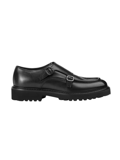 schoenen stringed laag man Doucal's - dubbele gesp deco' t.moro +f.do moro - zwart