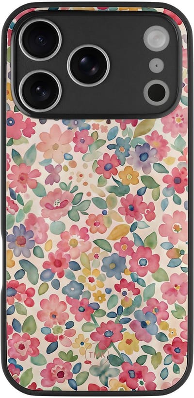 Hoesje geschikt voor Apple iPhone 17 Pro - Pastel garden - Multi - TPU luxe case (glossy toplaag) - Bloemen - Hardcase backcover zwart