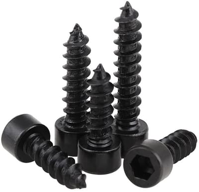 Dailygoods- Zeskantschroeven M4 x 10 mm - Zelftappende Schroeven - Zwart - 50 Stuks - Koolstofstaal - Bevestigingselementen