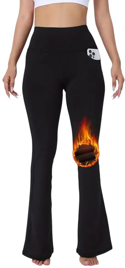 SparkNine Wintercasual flare legging - fleecegevoerd - 4 handige zakken - S - zwart - fleecegevoerd - hoge taille - zacht & warm