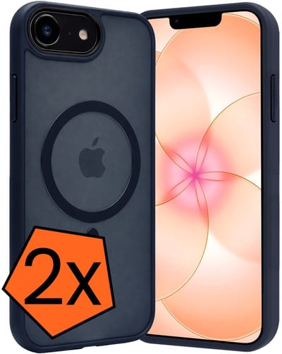 Hoes - 2 Stuks - Geschikt voor Apple iPhone 17e - Magsafe Compatible - Sterk & Shockproof - Back Cover - Shock Proof Case - Telefoon Hoes - Donkerblauw
