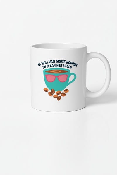 Ik Hou Van Grote Koppen Koffie Mok - Unieke Design Mok