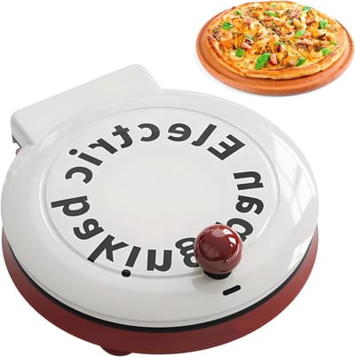 Elektrische Pizzamaker - Multicooker - Snel Koken - Dubbelzijdige Verwarming - 23 cm Plaat - Rood