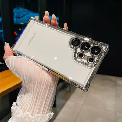Voor Samsung Galaxy S25 Ultra Luxe Transparante Plating Frame Telefoonhoes Voor Samsung S22 S23 S24 Plus A15 A55 Beschermhoes For S25 Plus