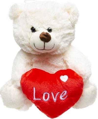 Beer met Hart 23 cm wit - Valentijn - liefdesbeer- knuffelbeer- Valentijnscadeau - Valentijnskado.
