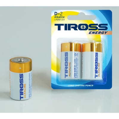 Tiross - Alkalische Batterij - LR20 D - 2 Stuks - Blisterverpakking