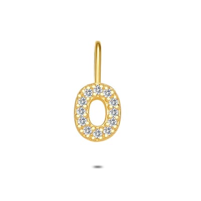 Twice As Nice Hanger in 18kt verguld zilver, letter O met steentjes