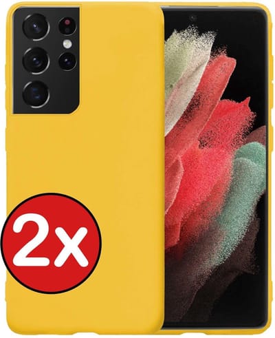 Hoesje - 2 Stuks - Geschikt voor Samsung Galaxy S21 Ultra - Sterk & Shockproof - Telefoonhoes - Back Cover - Case Siliconen - Telefoon Hoes - Geel