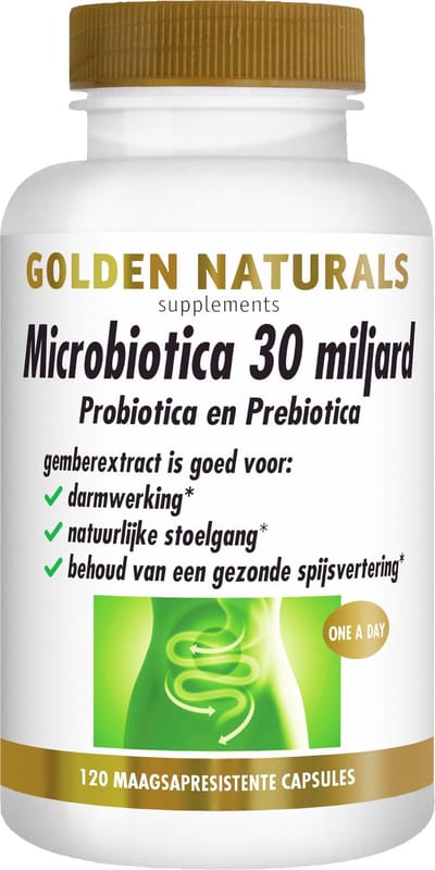Golden Naturals Microbiotica 30 miljard (120 veganistische maagsapresistente capsules)